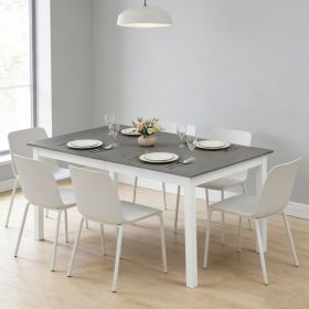 60 Inch Rectangular Dining Table with Solid Rubber Wood Legs Seat Up To 6 Anti-scratch Foot Pads for Kitchen, Dining Table and Restaurants