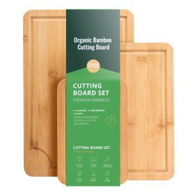 Cutting Board, 3 Pieces, Premium Versatile Bamboo Cutting Board with Food-Grade Oil and Juice Groove