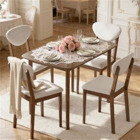Modern Cream White 5-Piece Dining Table Set - Kitchen & Living Room Furniture Table And Chairs Ensemble