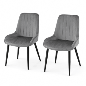 2pcs modern velvet dining chairs, fabric chairs with metal legs, dining chairs for living rooms, bedrooms, outdoor lounges, cafes, restaurants (Color: Grey)