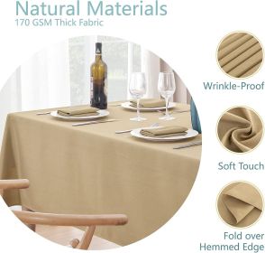 Faux Linen Rectangle Tablecloth Waterproof 52x70 inch Table Cloth Stain and Wrinkle Resistant Washable, Decorative Fabric Table Cover for Dining (Color: Coffee)